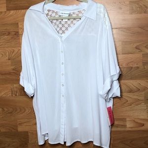 C.D. Daniels Size 3X Button up Blouse w/Lace Yoke